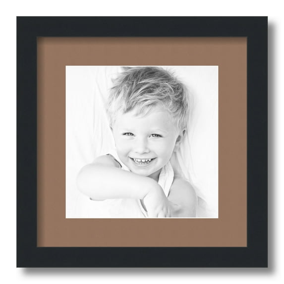 ArtToFrames 13x13" Matted Picture Frame with 9x9" Single Mat Photo Opening Framed in 1.25" Satin Black and 2" Sandpiper Mat (FWM-3926-13x13)