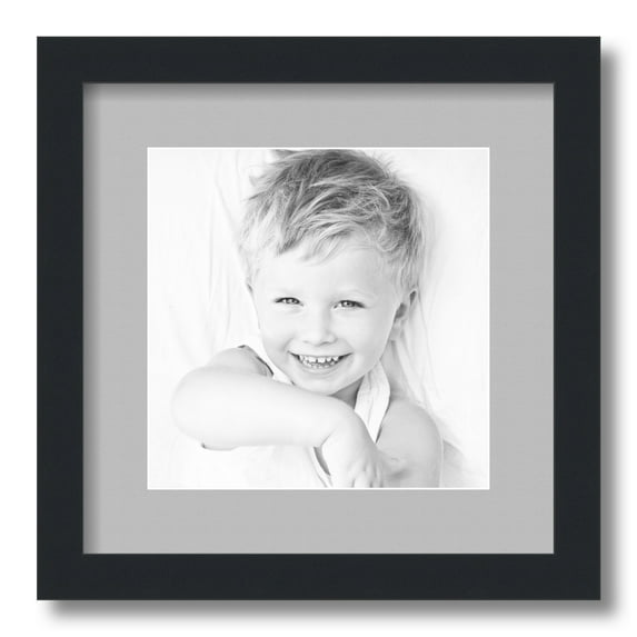 ArtToFrames 13x13" Matted Picture Frame with 9x9" Single Mat Photo Opening Framed in 1.25" Satin Black and 2" TV Grey Mat (FWM-3926-13x13)