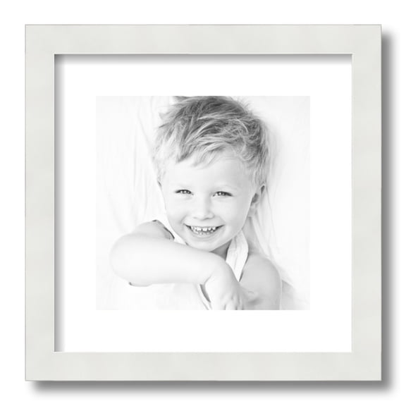 ArtToFrames 13x13 Matted Picture Frame with 9x9 Single Mat Photo Opening Framed in 1.25 Satin White Frame and 2 Crisp Mat (FWM-3966-13x13)