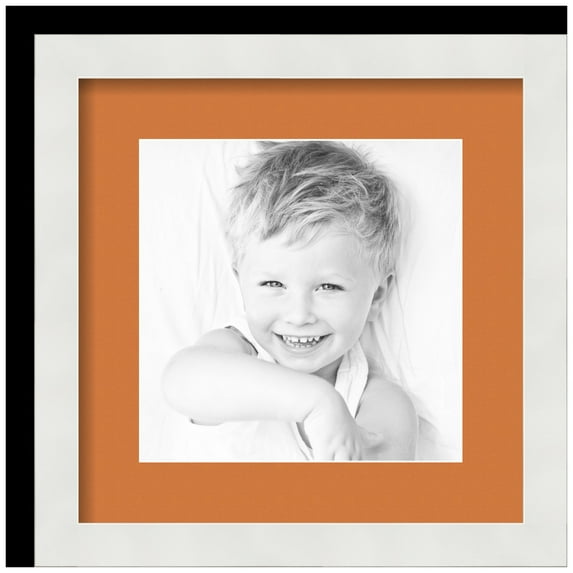 ArtToFrames 13x13" Matted Picture Frame with 9x9" Single Mat Photo Opening Framed in 1.25" Satin White Frame and 2" Octoberfest Mat (FWM-3966-13x13)