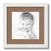 ArtToFrames 13x13 Matted Picture Frame with 9x9 Single Mat Photo Opening Framed in 1.25 Satin White Frame and 2 Sandpiper Mat (FWM-3966-13x13)