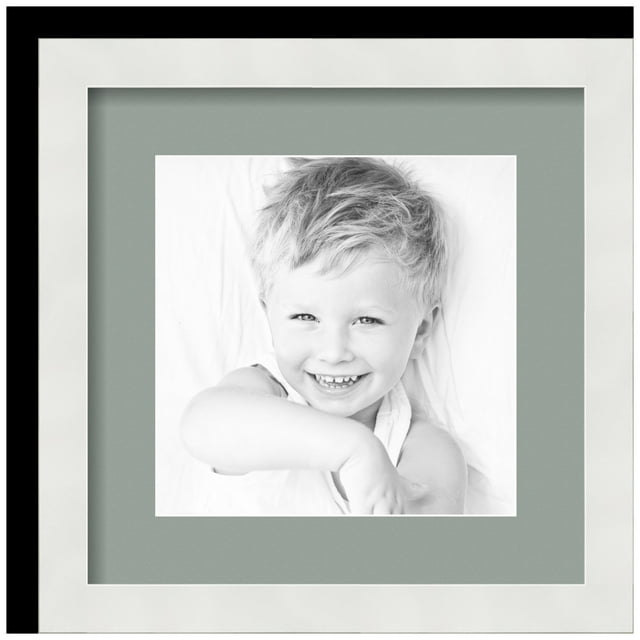 ArtToFrames 13x13" Matted Picture Frame with 9x9" Single Mat Photo Opening Framed in 1.25" Satin White Frame and 2" Silverpine Mat (FWM-3966-13x13)