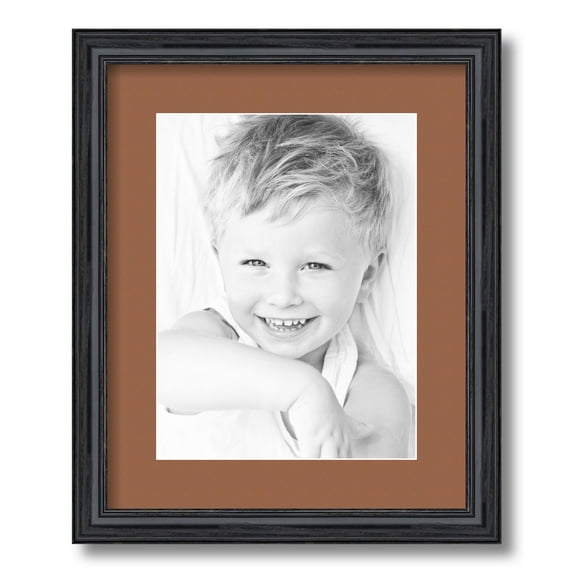 ArtToFrames 13x16" Matted Picture Frame with 9x12" Single Mat Photo Opening Framed in 1.25" Black Stain on Solid Red Oak and 2" Paloma Mat (FWM-4083-13x16)