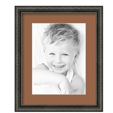 ArtToFrames 13x16" Matted Picture Frame with 9x12" Single Mat Photo Opening Framed in 1.25" Antique Black and 2" Paloma Mat (FWM-5106-13x16)