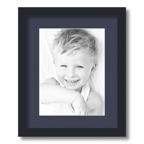 ArtToFrames 13x16" Matted Picture Frame with 9x12" Single Mat Photo Opening Framed in 1.25" Satin Black and 2" Blue Jay Mat (FWM-3926-13x16)