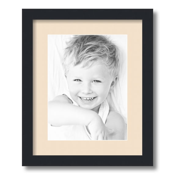 ArtToFrames 13x16" Matted Picture Frame with 9x12" Single Mat Photo Opening Framed in 1.25" Satin Black and 2" French Creme Mat (FWM-3926-13x16)