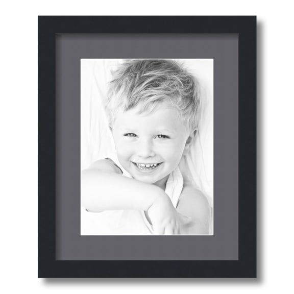 ArtToFrames 13x16 Matted Picture Frame with 9x12 Single Mat Photo Opening Framed in 1.25 Satin Black and 2 Mountain Grey Mat (FWM-3926-13x16)