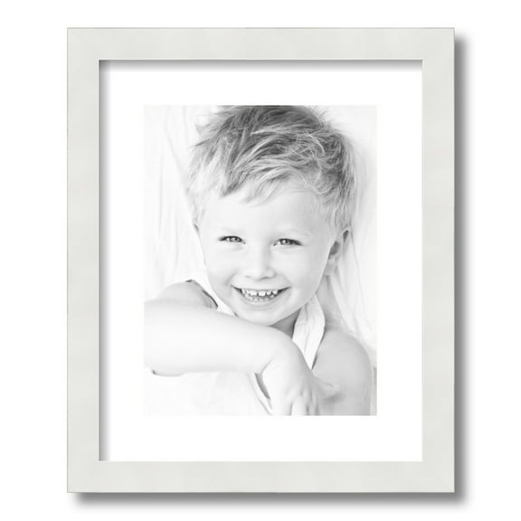 ArtToFrames 13x16 Matted Picture Frame with 9x12 Single Mat Photo Opening Framed in 1.25 Satin White Frame and 2 Crisp Mat (FWM-3966-13x16)