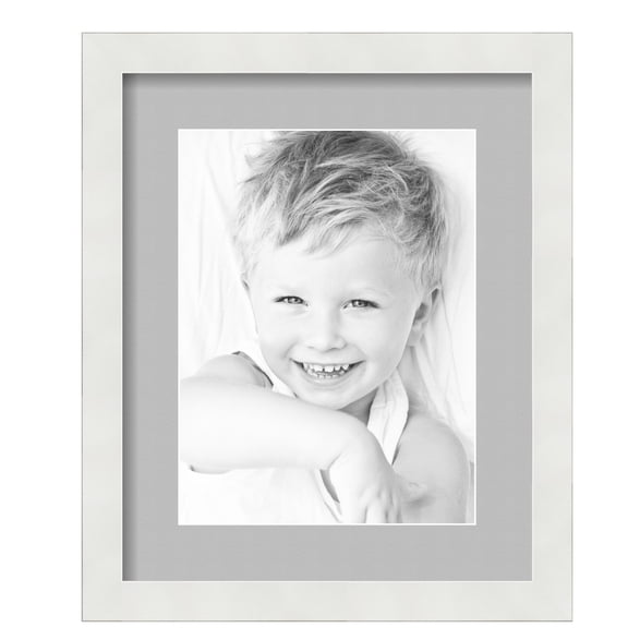 ArtToFrames 13x16" Matted Picture Frame with 9x12" Single Mat Photo Opening Framed in 1.25" Satin White Frame and 2" TV Grey Mat (FWM-3966-13x16)