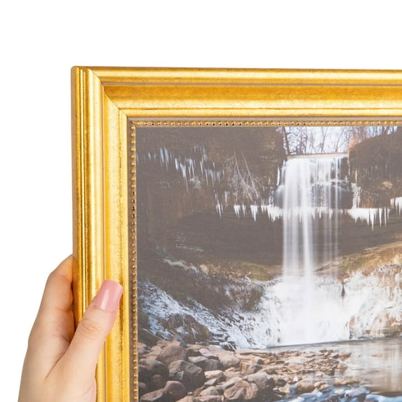 ArtToFrames 13x17 Inch Antique Gold Picture Frame, This Gold Wood Poster Frame is Great for Your Art or Photos, Comes with Regular Glass (2WOM-2035)