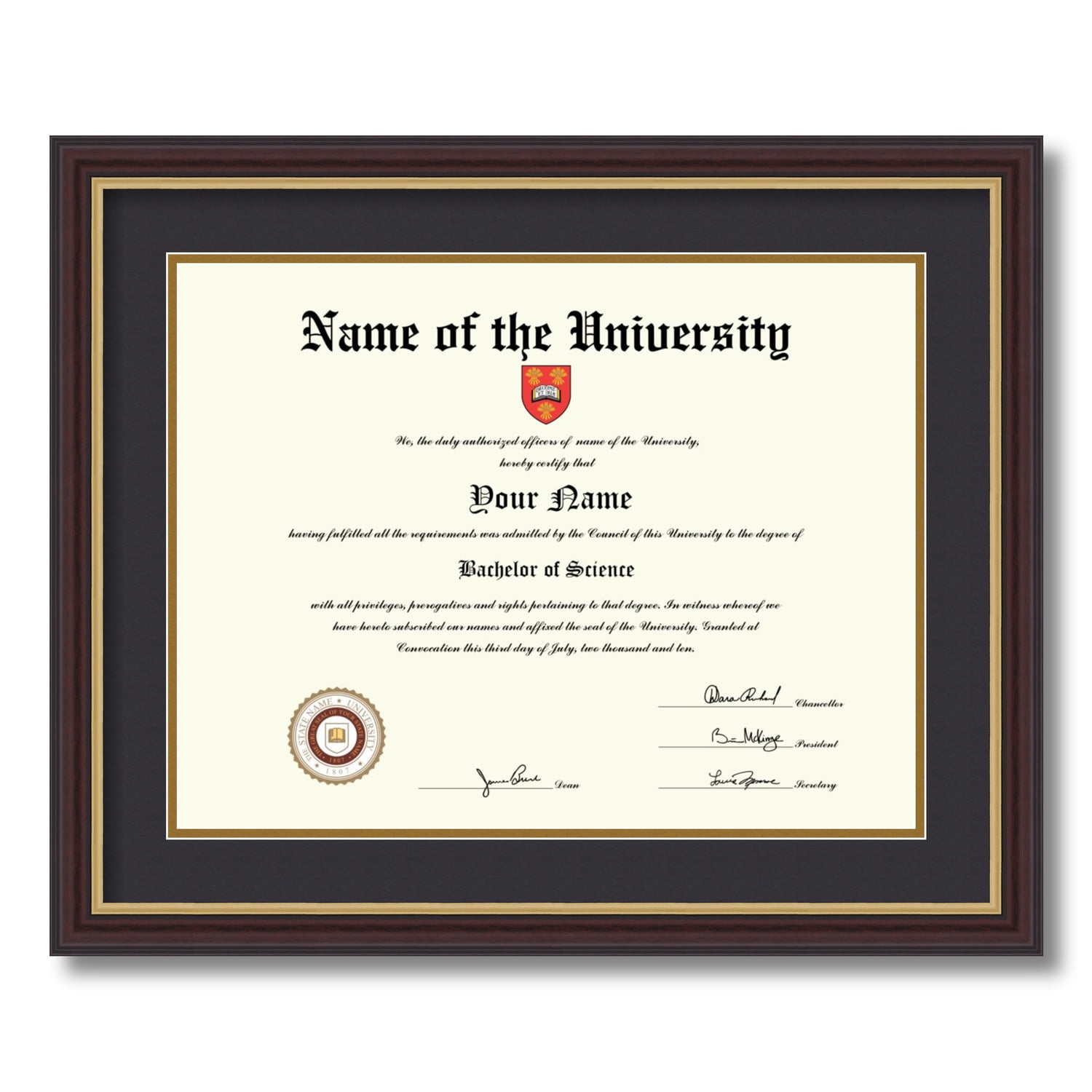 ArtToFrames 13x17 inch Diploma Frame - Framed in Mahogany and Gold ...