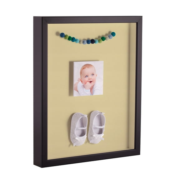 ArtToFrames 13x19 Inch Shadow Box Picture Frame, with a Satin Black Tall 1 Wide Shadowbox frame and Buttercup Mat Backing (4654)