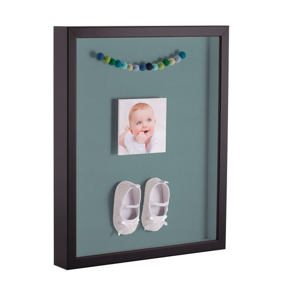 ArtToFrames 13x19 Inch Shadow Box Picture Frame, with a Satin Black Tall 1 Wide Shadowbox frame and Nile Green Mat Backing (4654)