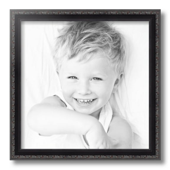 ArtToFrames 14" x 14" Black with Beads Picture Frame, 14x14 inch Black Wood Poster Frame (WOM-4625)