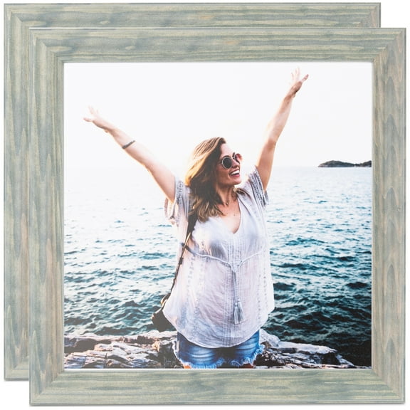 ArtToFrames 14" x 14" Green Picture Frame, 14x14 inch Green Wood Poster Frame (WOM-4442), 2 Pack