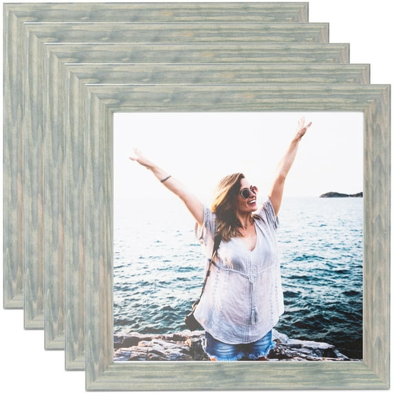 ArtToFrames 14" x 14" Green Picture Frame, 14x14 inch Green Wood Poster Frame (WOM-4442), 5 Pack