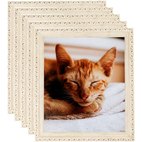 ArtToFrames 14" x 14" White Wash Picture Frame, 14x14 inch White Wood Poster Frame (WOM-4906), 5 Pack