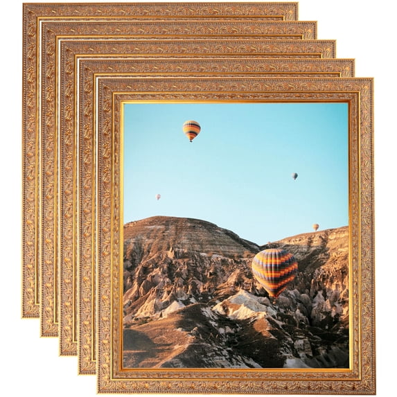 ArtToFrames 14" x 17" Gold Victorian Emboss Picture Frame, 14x17 inch Gold Wood Poster Frame (WOM-5081), 5 Pack