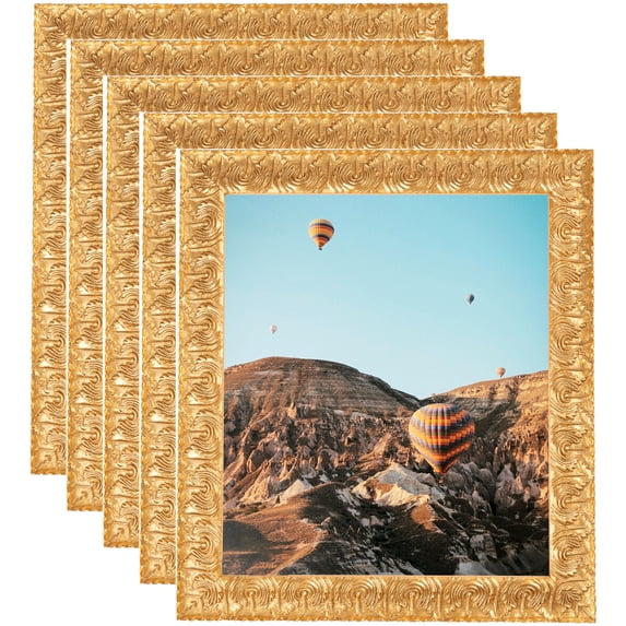 ArtToFrames 14" x 18" 1.75" wide - Gold and Black Picture Frame, 14x18 inch Gold Wood Poster Frame (WOM-4902), 5 Pack
