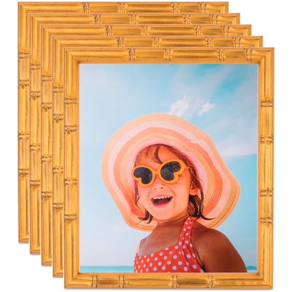 ArtToFrames 14" x 18" 1" - Gold Bamboo large Picture Frame, 14x18 inch Gold Wood Poster Frame (WOM-4877), 5 Pack