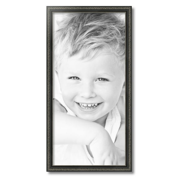 ArtToFrames 14" x 29" Antique Black Picture Frame, 14x29 inch Black Wood Poster Frame (WOM-5106)
