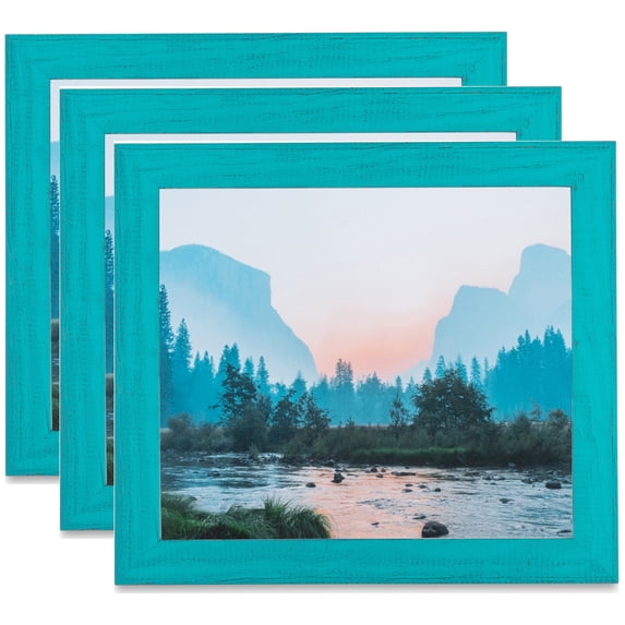 ArtToFrames 14" x 32" Turquoise Picture Frame, 14x32 inch Blue Wood Poster Frame (WOM-4588), 3 Pack
