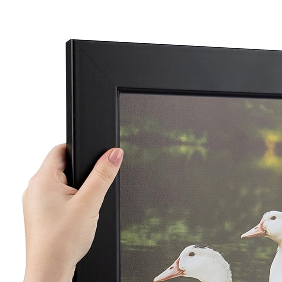 ArtToFrames 14" x 33" Satin Black Step Lip Picture Frame, 14x33 inch Black Wood Poster Frame (WOM-1452)