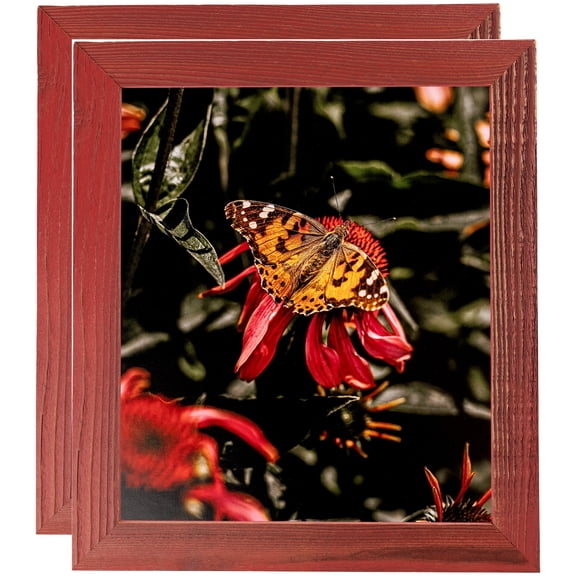 ArtToFrames 14" x 36" Real Reclaimed Red Barnwood Picture Frame, 14x36 inch Red Wood Poster Frame (WOM-4814), 2 Pack