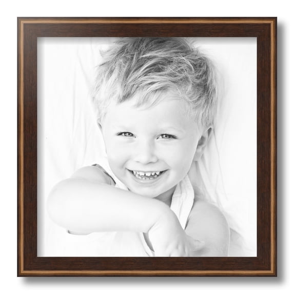 ArtToFrames 14x14 Inch Contrast Walnut Picture Frame, This Brown Wood Poster Frame is Great for Your Art or Photos, Comes with Regular Glass (4932)