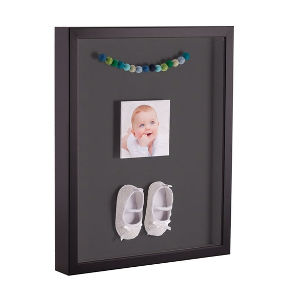 ArtToFrames 14x14 Inch Shadow Box Picture Frame, with a Satin Black Tall 1 Wide Shadowbox frame and Charcoal Mat Backing (4654)