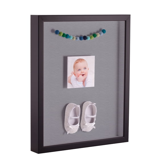 ArtToFrames 14x14 Inch Shadow Box Picture Frame, with a Satin Black Tall 1 Wide Shadowbox frame and Silver Mat Backing (4654)