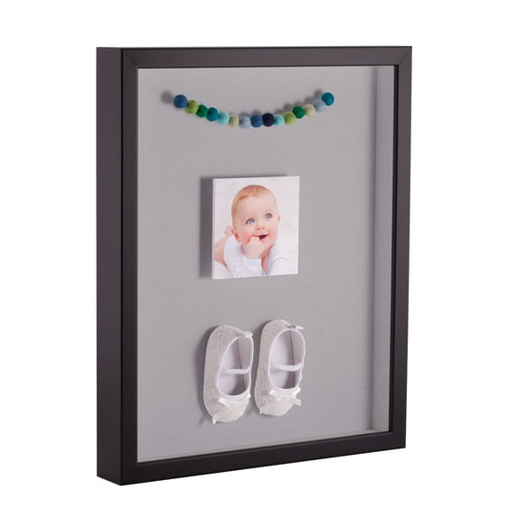 ArtToFrames 14x14 Inch Shadow Box Picture Frame, with a Satin Black Tall 1 Wide Shadowbox frame and TV Grey Mat Backing (4654)