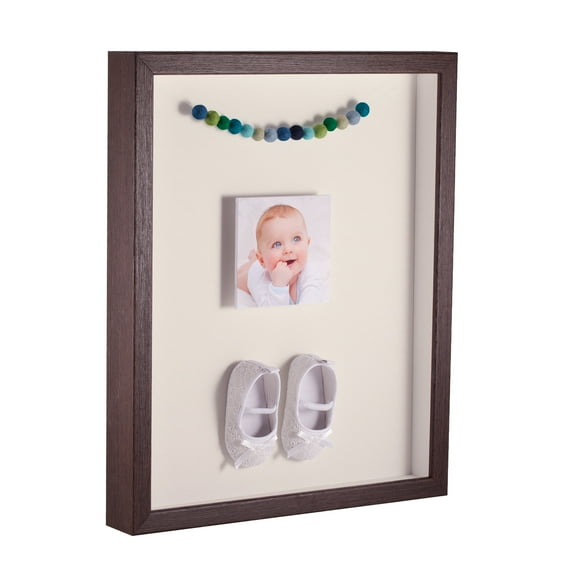 ArtToFrames 14x14 Inch Shadow Box Picture Frame, with a Verlinga Brown 1 Wide Shadowbox frame and Brilliant White Mat Backing (4656)