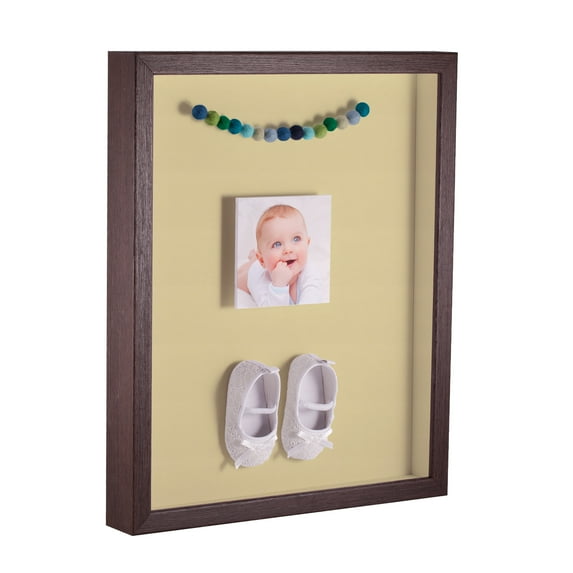 ArtToFrames 14x14 Inch Shadow Box Picture Frame, with a Verlinga Brown 1 Wide Shadowbox frame and Buttercup Mat Backing (4656)