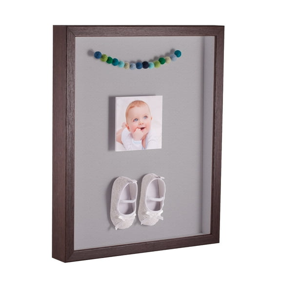 ArtToFrames 14x14 Inch Shadow Box Picture Frame, with a Verlinga Brown 1 Wide Shadowbox frame and TV Grey Mat Backing (4656)