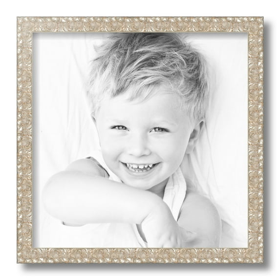 ArtToFrames 14x14 Inch Silver Thin Picture Frame, This Silver Wood Poster Frame is Great for Your Art or Photos, Comes with Regular Glass (4904)