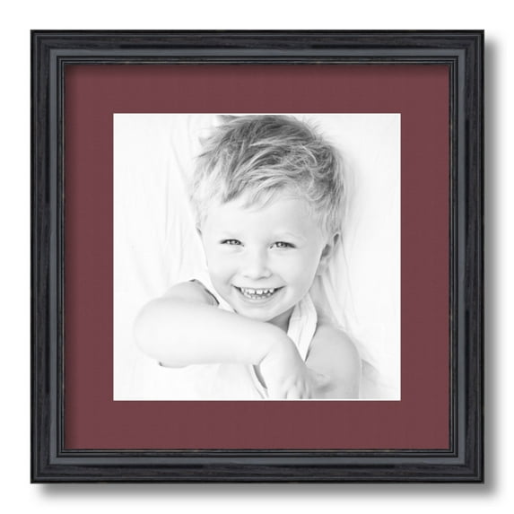 ArtToFrames 14x14 Matted Picture Frame with 10x10 Single Mat Photo Opening Framed in 1.25 Black Stain on Solid Red Oak and 2 Maple Leaf Mat (FWM-4083-14x14)
