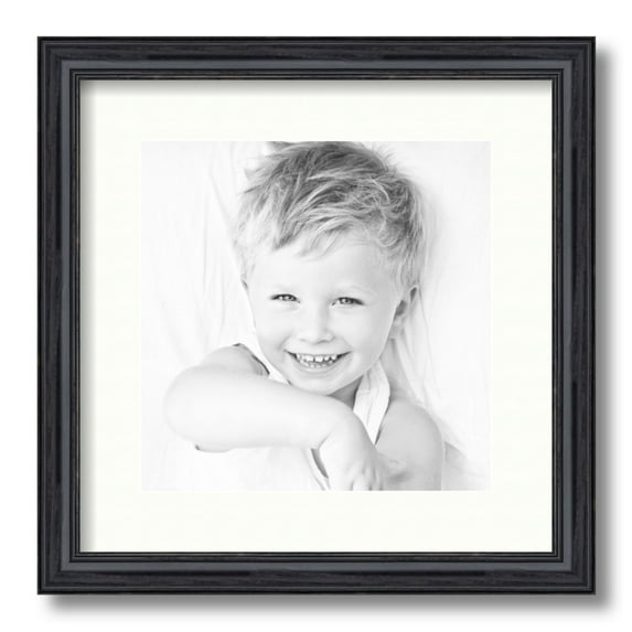 ArtToFrames 14x14 Matted Picture Frame with 10x10 Single Mat Photo Opening Framed in 1.25 Black Stain on Solid Red Oak and 2 Porcelain Mat (FWM-4083-14x14)