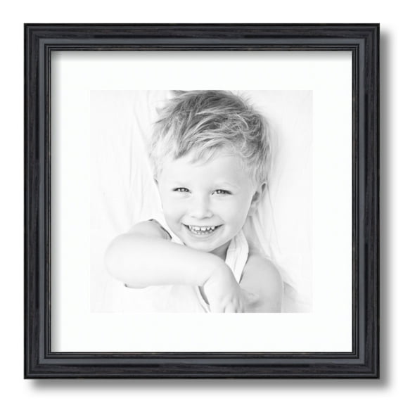 ArtToFrames 14x14 Matted Picture Frame with 10x10 Single Mat Photo Opening Framed in 1.25 Black Stain on Solid Red Oak and 2 Super White Mat (FWM-4083-14x14)