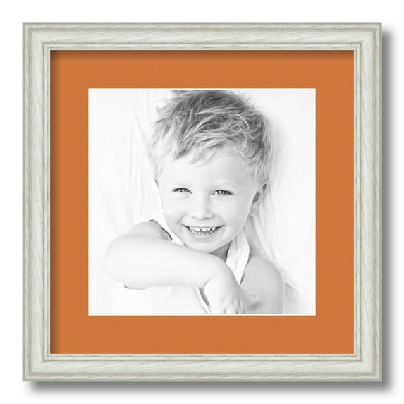 ArtToFrames 14x14" Matted Picture Frame with 10x10" Single Mat Photo Opening Framed in 1.25" Off White Wash on Ash and 2" Octoberfest Mat (FWM-4098-14x14)