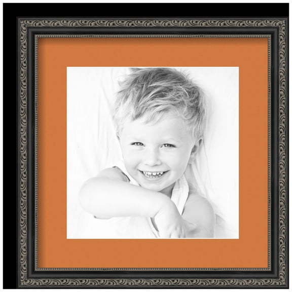 ArtToFrames 14x14" Matted Picture Frame with 10x10" Single Mat Photo Opening Framed in 1.25" Antique Black and 2" Octoberfest Mat (FWM-5106-14x14)