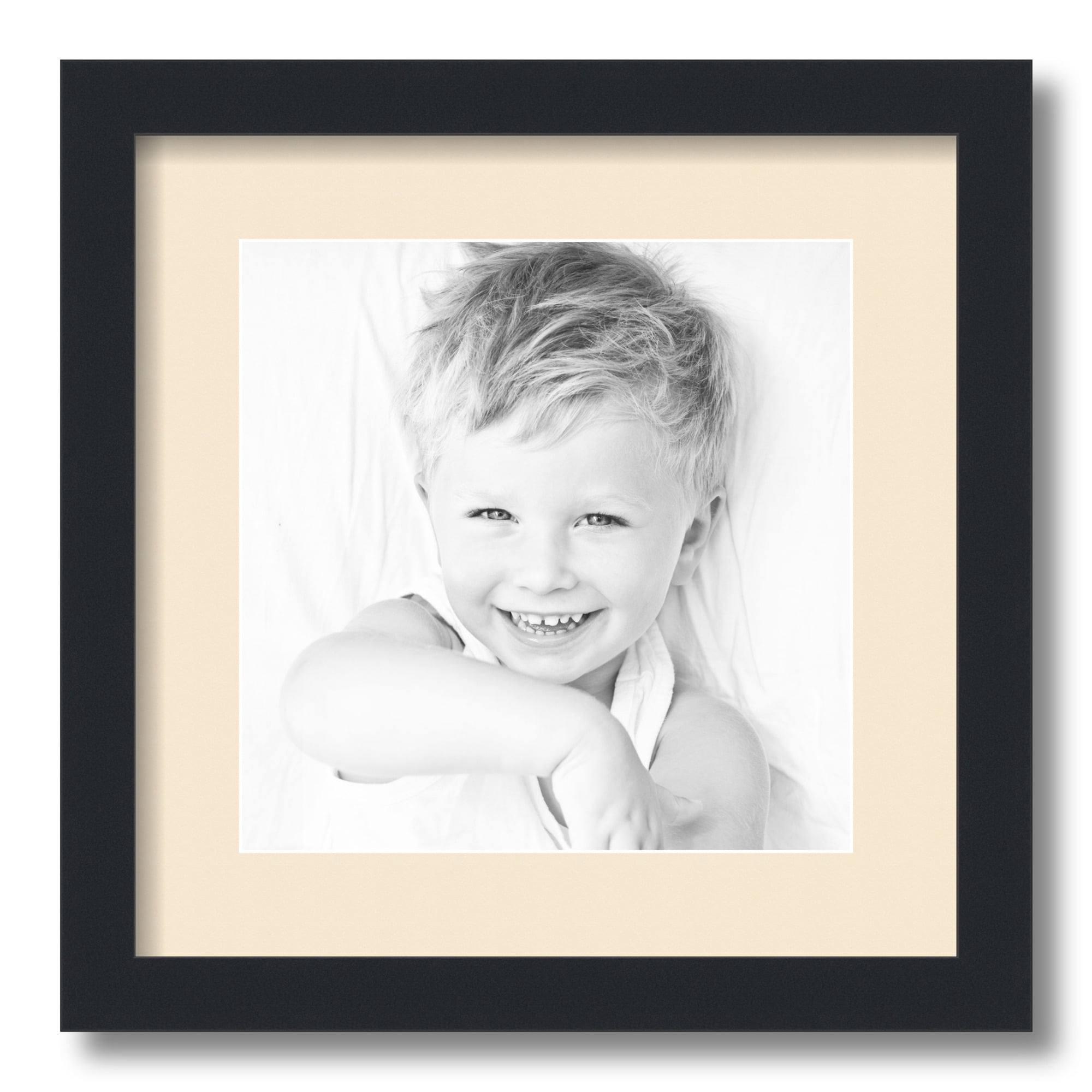 ArtToFrames 14x14" Matted Picture Frame with 10x10" Single Mat Photo Opening Framed in 1.25" Satin Black and 2" Alabaster Mat (FWM-3926-14x14)