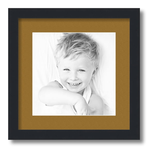 ArtToFrames 14x14" Matted Picture Frame with 10x10" Single Mat Photo Opening Framed in 1.25" Satin Black and 2" El Dorado Mat (FWM-3926-14x14)