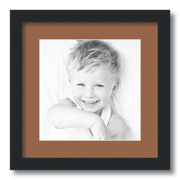 ArtToFrames 14x14" Matted Picture Frame with 10x10" Single Mat Photo Opening Framed in 1.25" Satin Black and 2" Paloma Mat (FWM-3926-14x14)