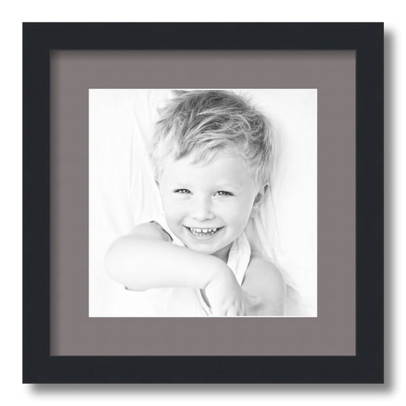 ArtToFrames 14x14" Matted Picture Frame with 10x10" Single Mat Photo Opening Framed in 1.25" Satin Black and 2" Pewter Mat (FWM-3926-14x14)