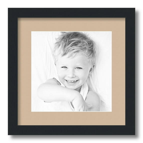 ArtToFrames 14x14" Matted Picture Frame with 10x10" Single Mat Photo Opening Framed in 1.25" Satin Black and 2" Scotch Mist Mat (FWM-3926-14x14)