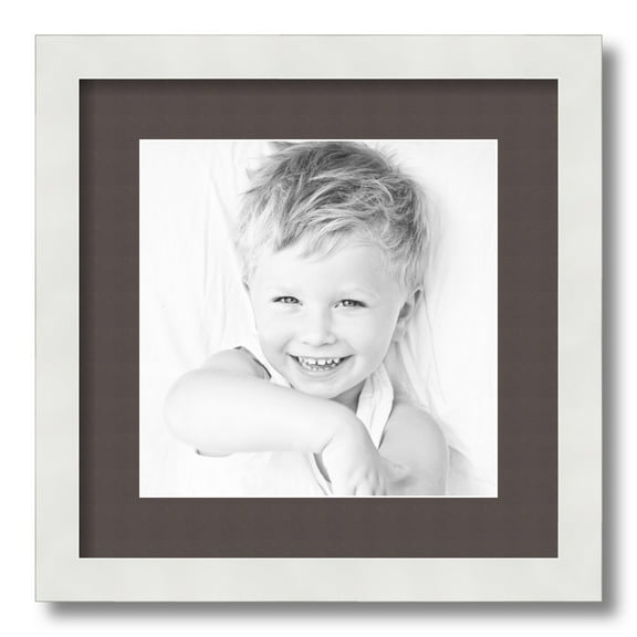 ArtToFrames 14x14" Matted Picture Frame with 10x10" Single Mat Photo Opening Framed in 1.25" Satin White Frame and 2" Chestnut Mat (FWM-3966-14x14)