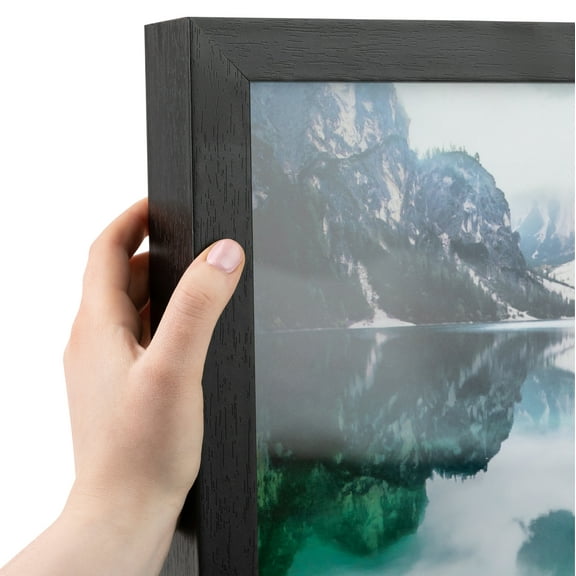 ArtToFrames 14x14 inch Woodgrain Black Shadowbox 2.5 inch Tall Picture Frame, Black 14" x 14" Wood Poster Frame (WOM-5141)