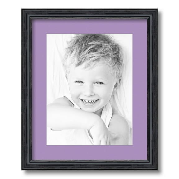 ArtToFrames 14x17" Matted Picture Frame with 10x13" Single Mat Photo Opening Framed in 1.25" Black Stain on Solid Red Oak and 2" Lavender Mist Mat (FWM-4083-14x17)