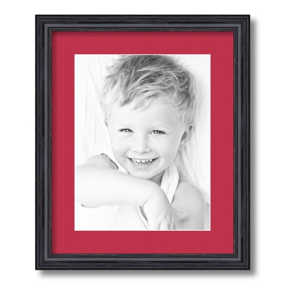 ArtToFrames 14x17 Matted Picture Frame with 10x13 Single Mat Photo Opening Framed in 1.25 Black Stain on Solid Red Oak and 2 Rouge Mat (FWM-4083-14x17)